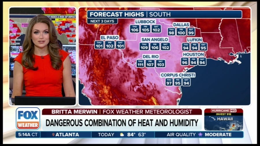 Record heat continues across Texas as feels-like temperatures soar above 110 degrees