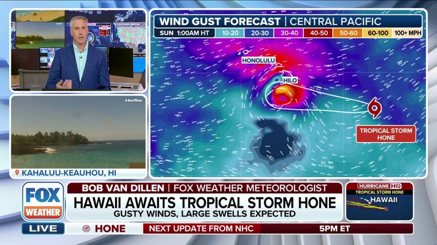 Tropical Storm Hone continues to trek across Pacific near Hawaii