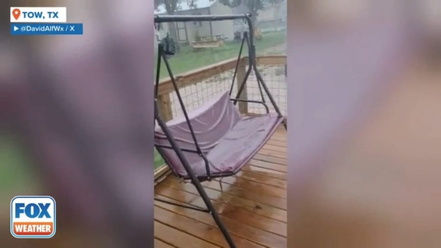 Rain soaks backyards in Tow, Texas