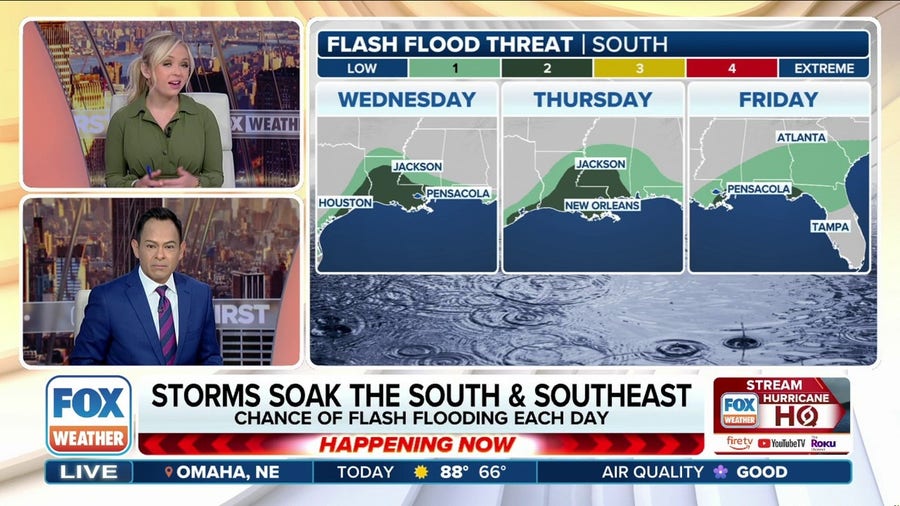 Storms soak South, Southeast as relentless downpours last until Saturday