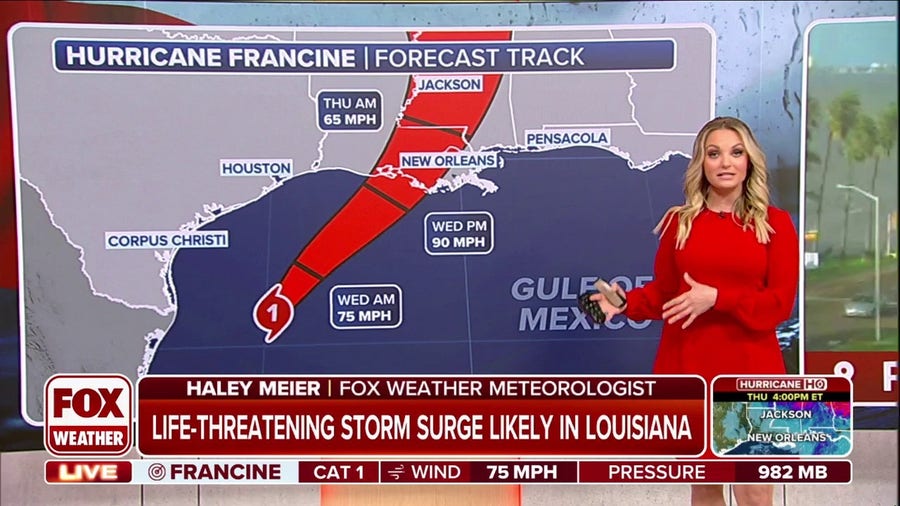 Francine intensifies into a category 1 hurricane