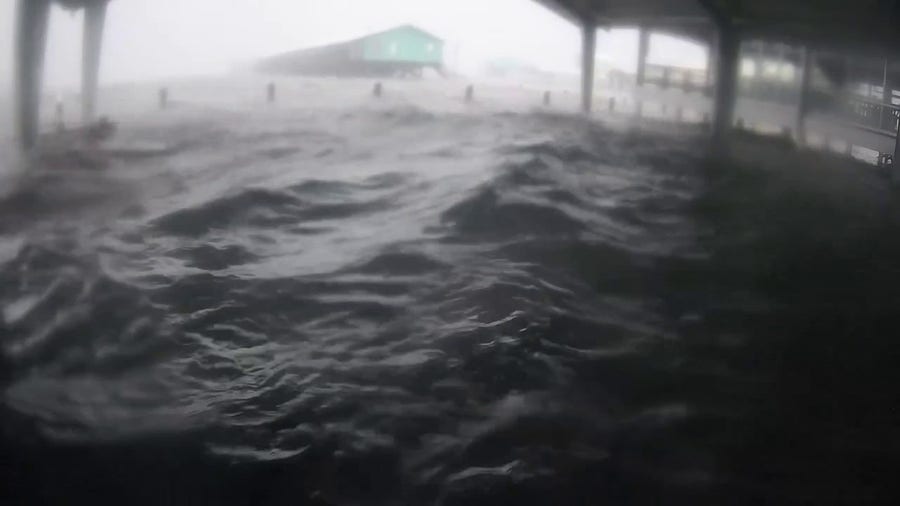 Storm surge overtakes Louisiana marina