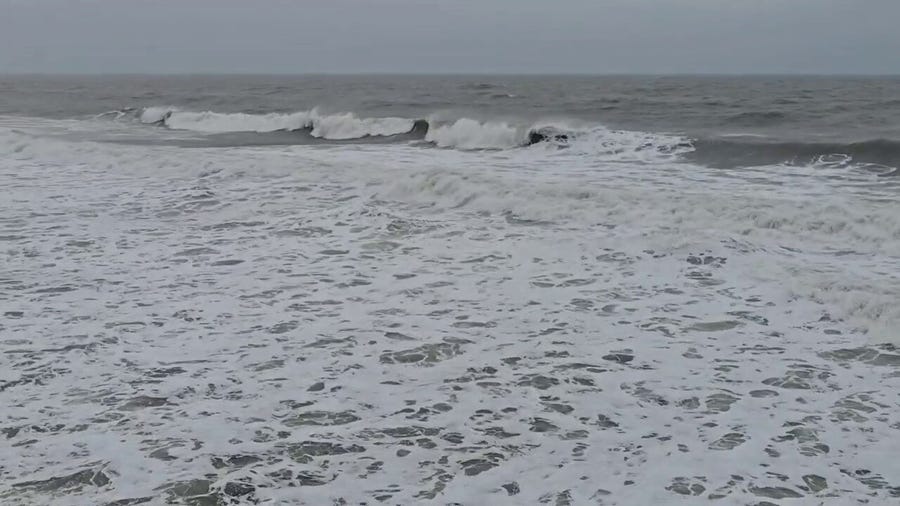 Waves crash along Wrightsville Beach, North Carolina