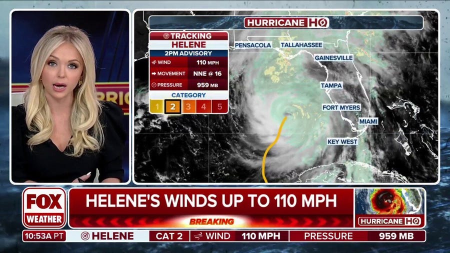 Helene wind speeds increase on approach to Florida