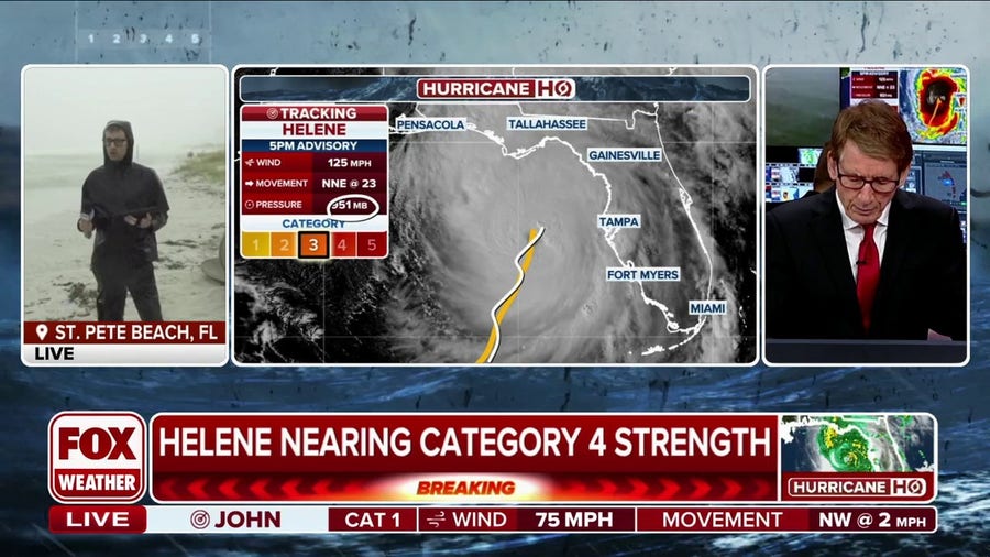 Helene nearing Category 4 strength as it approaches Florida's Big Bend