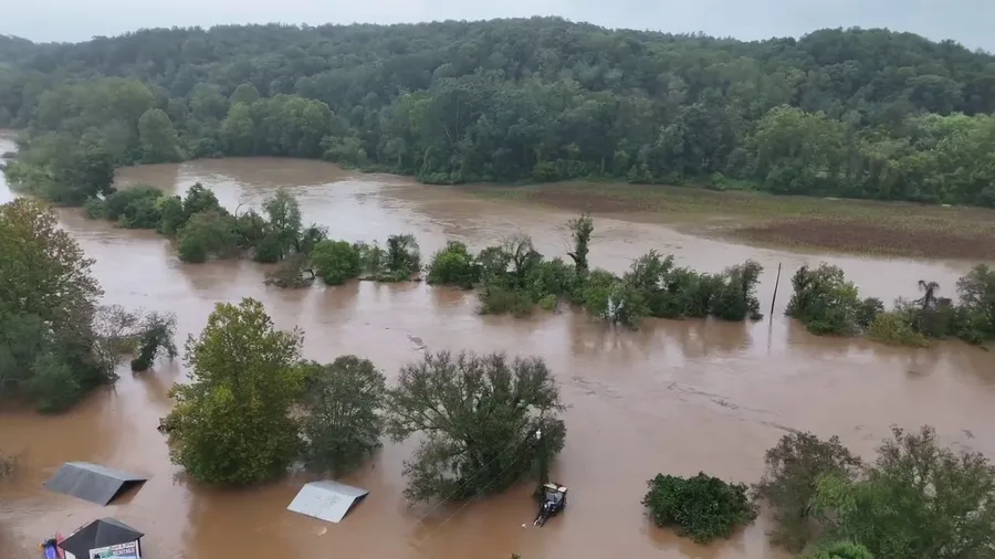 Drone video: Historic flooding of North Carolina's Biltmore Village