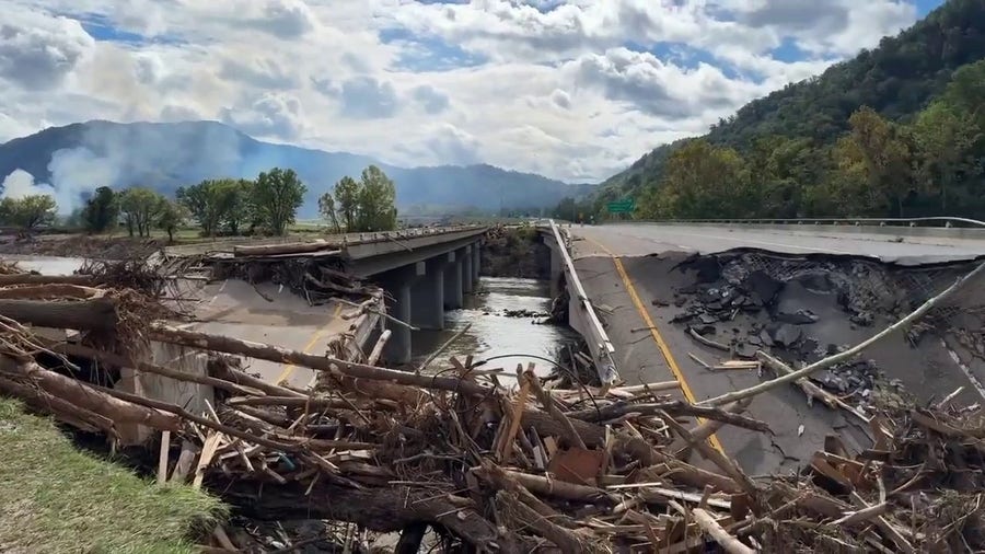 Eastern Tennessee bridges destroyed during Helene flooding