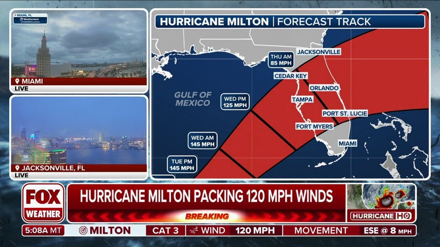 Hurricane Milton rapidly strengthens into major Category 3 storm as Florida braces for impact