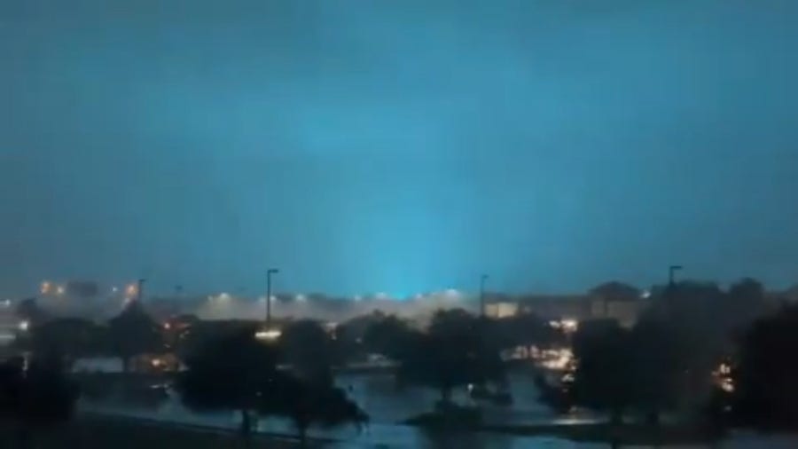 Transformer explosions light up the skies over Lakeland during Hurricane Milton