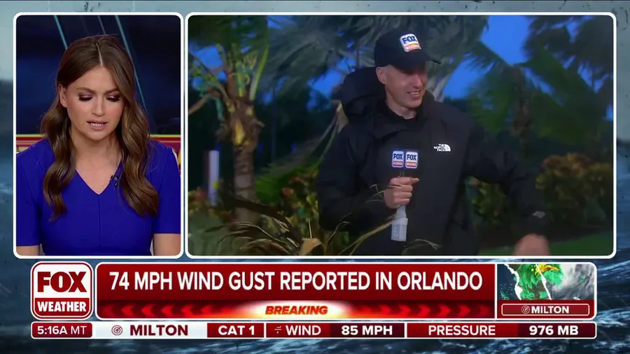 FOX Weather meteorologist caught in Milton's crossfire while reporting from Cocoa Beach, Florida