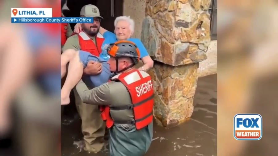 Hillsborough County, FL deputies rescue 91-year-old woman in Milton floodwaters