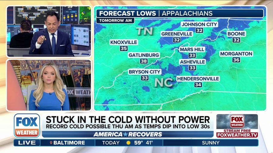 Thousands still without power near-record cold arrives in North Carolina's mountains