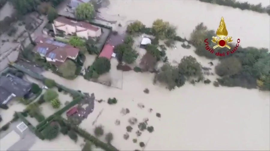 Aerial video shows devastation from flooding in northern italy