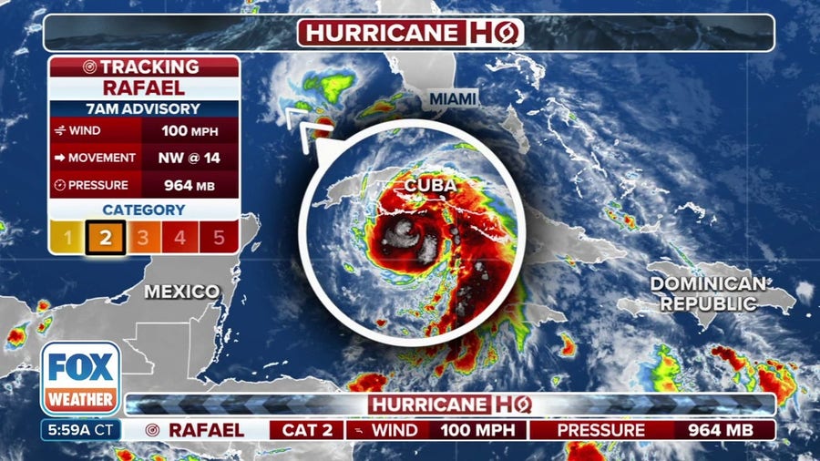 Rafael strengthens into Category 2 hurricane