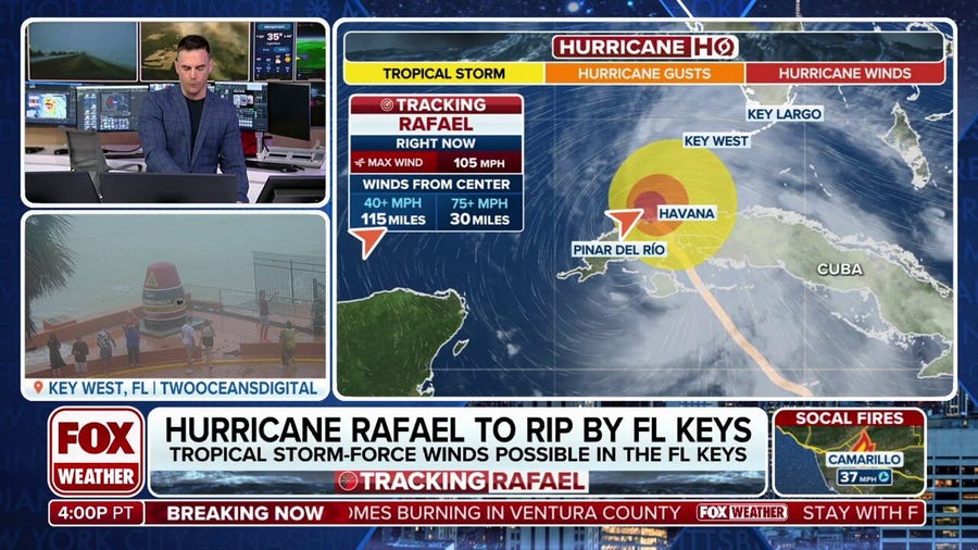 Center of Hurricane Rafael moves into southeastern Gulf of Mexico