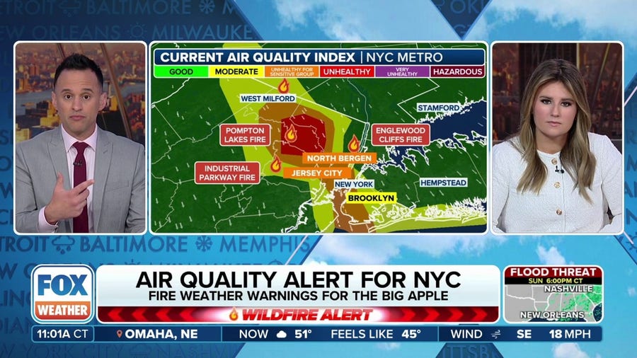 Air quality alerts cover New York City as wildfire smoke pours into region