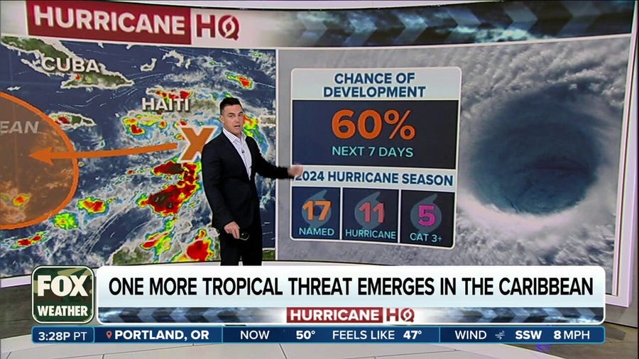 Tropical development odds grow in Caribbean Sea