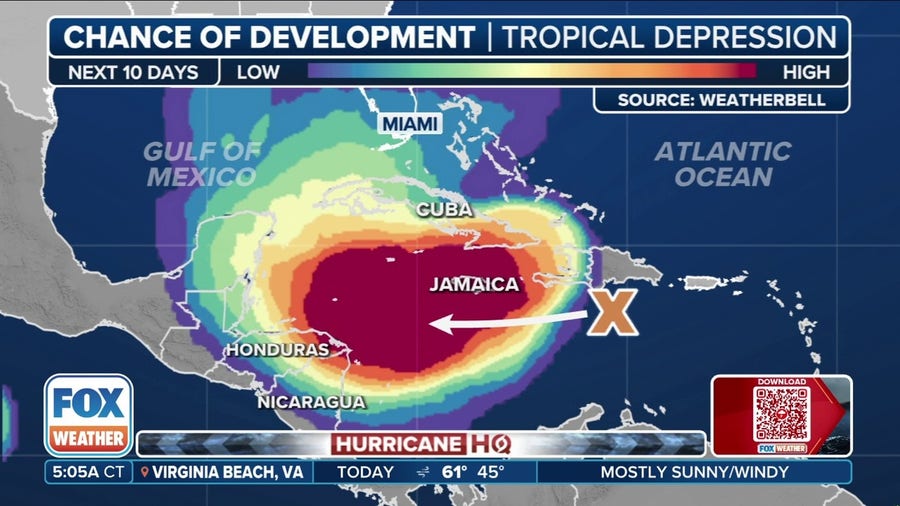 Caribbean disturbance likely to develop into tropical depression or tropical storm