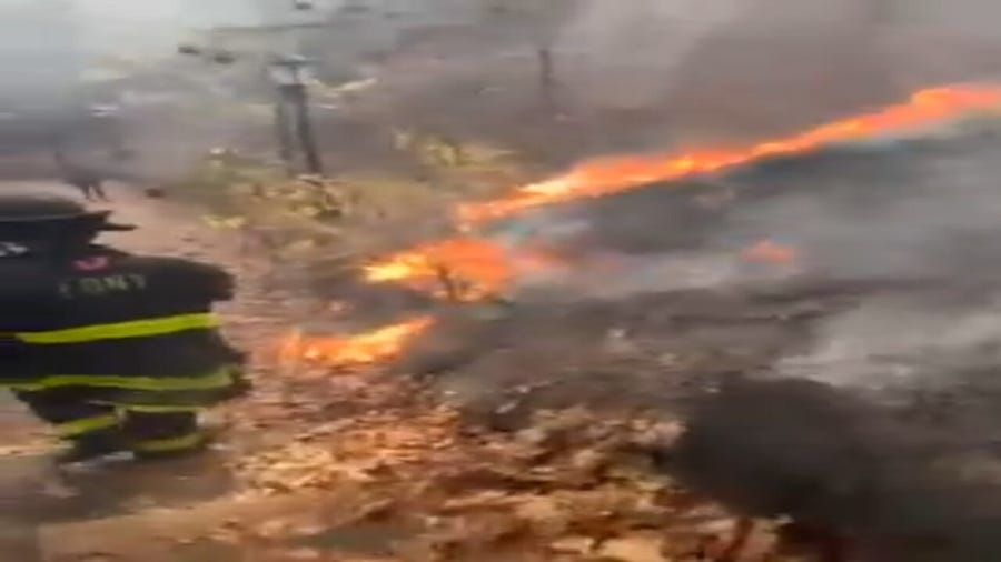 Brush fire burns Inwood Park in New York City