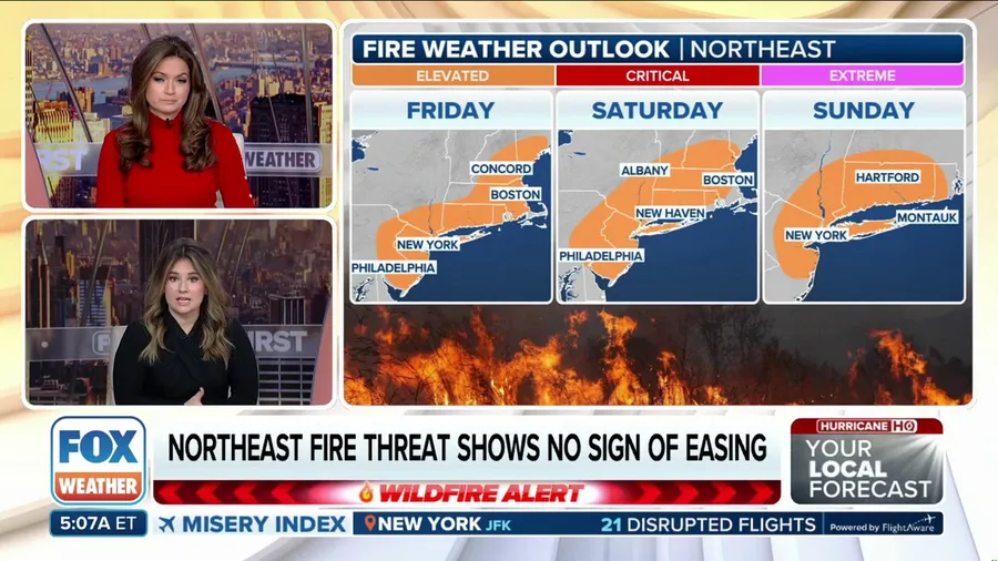 Northeast wildfire threat persists into the weekend