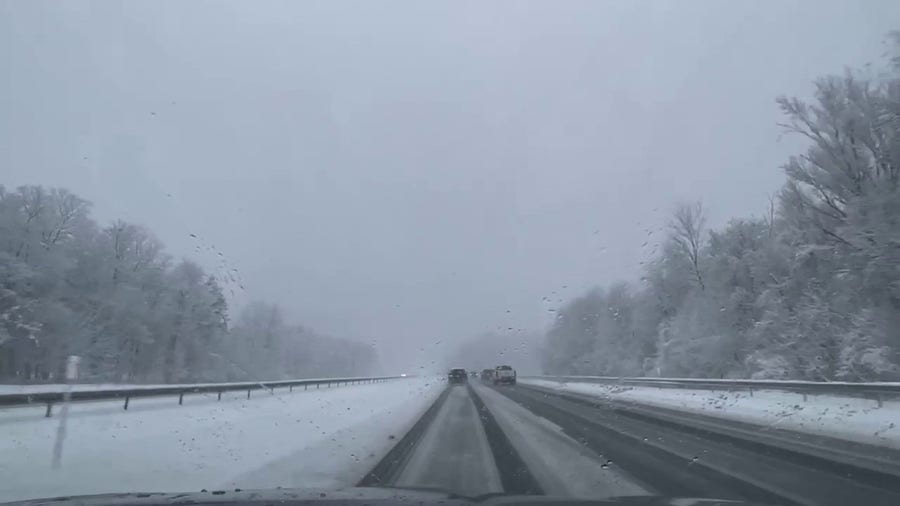 Watch: Interstate 90 in New York coated with heavy snow from powerful Thanksgiving Day winter storm