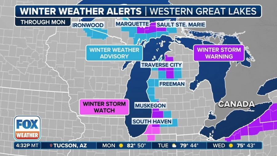 Record lake-effect snow totals blanketing Ohio, Michigan