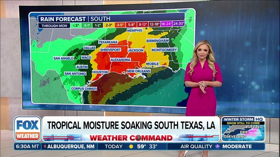 Rounds of heavy rain, thunderstorms to soak the South