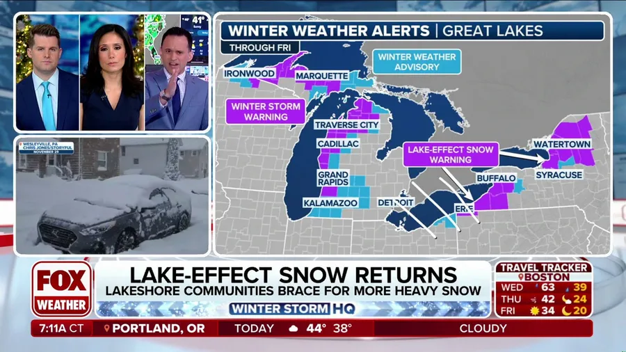 Lake-effect snow to bring 'major impacts' to Great Lakes with feet of accumulation expected