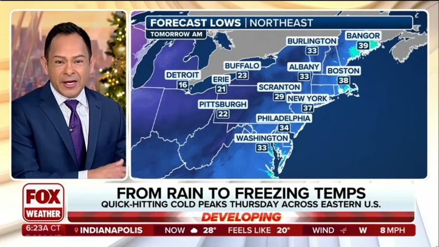 Plunging temps across Northeast after rain could lead to flash freeze 