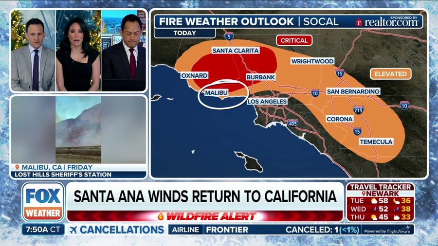 Fire concern returns to Southern California where Franklin Fire burns