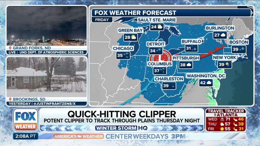 Frigid temps coming to Northeast this weekend behind quick-hitting clipper