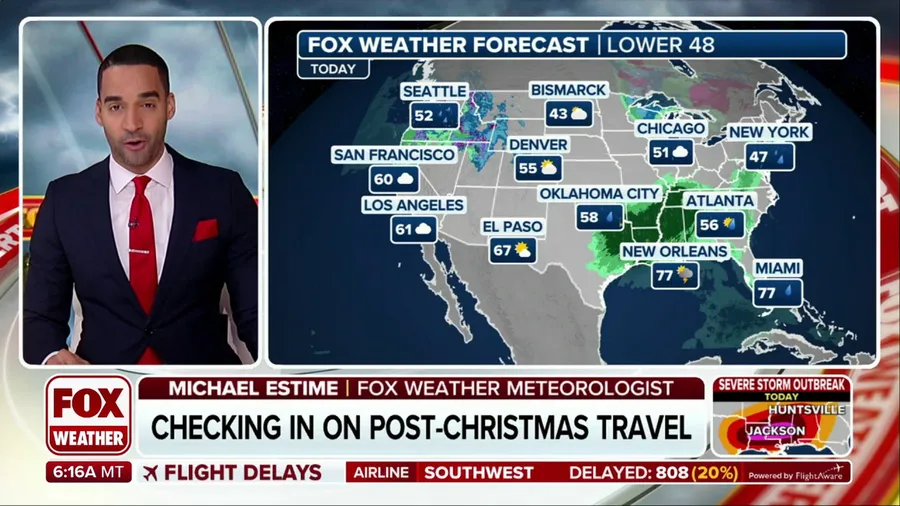 Storms, snow could slow post-holiday travel across US