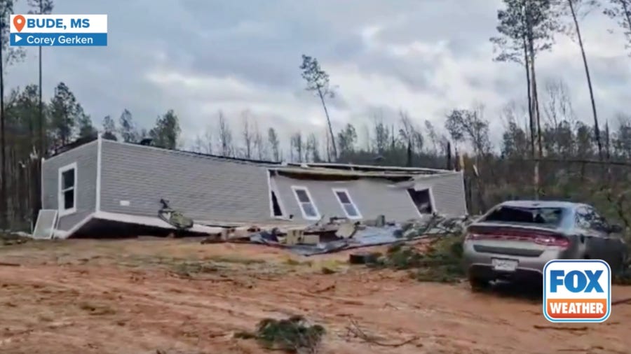 Tornado damage seen in Bude, Mississippi