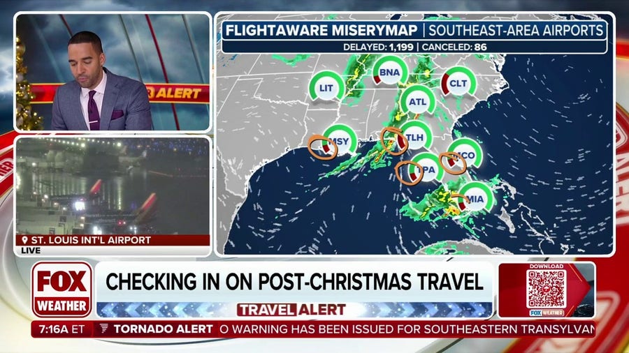 Storms on either side of US making for tricky post-holiday travel