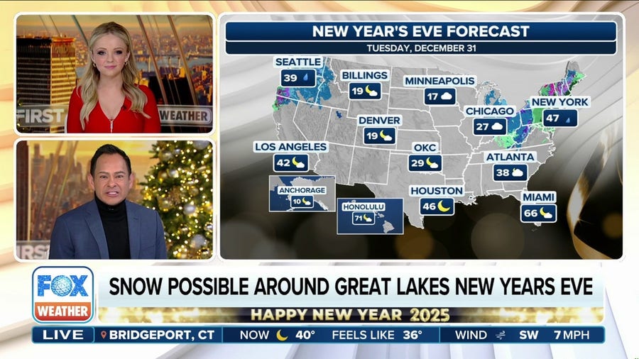 New Year's Eve forecast looks rainy, snowy for millions