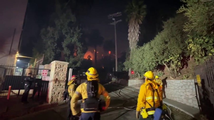 Hollywood Hills wildfire burns out of control