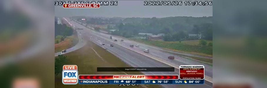 Rain hits South Carolina highway amid flash flood warning