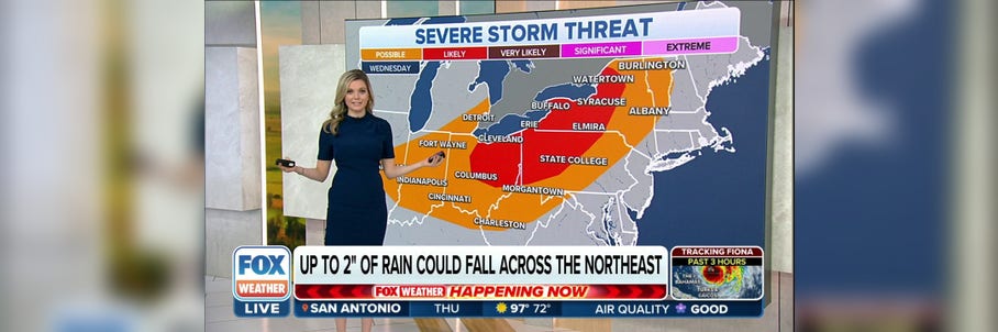 Severe storm threat across Great Lakes, Northeast
