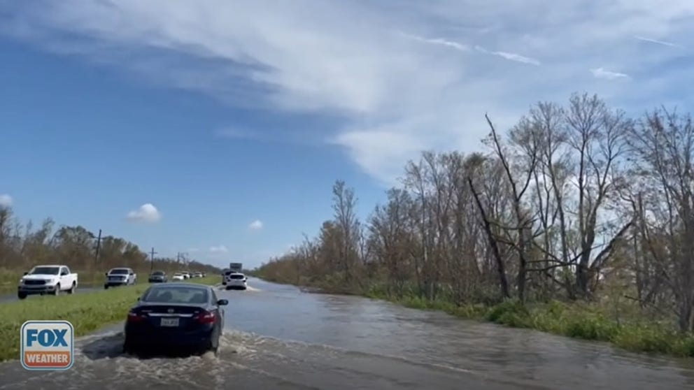 Flooding along Highway 90 in Louisiana. 
