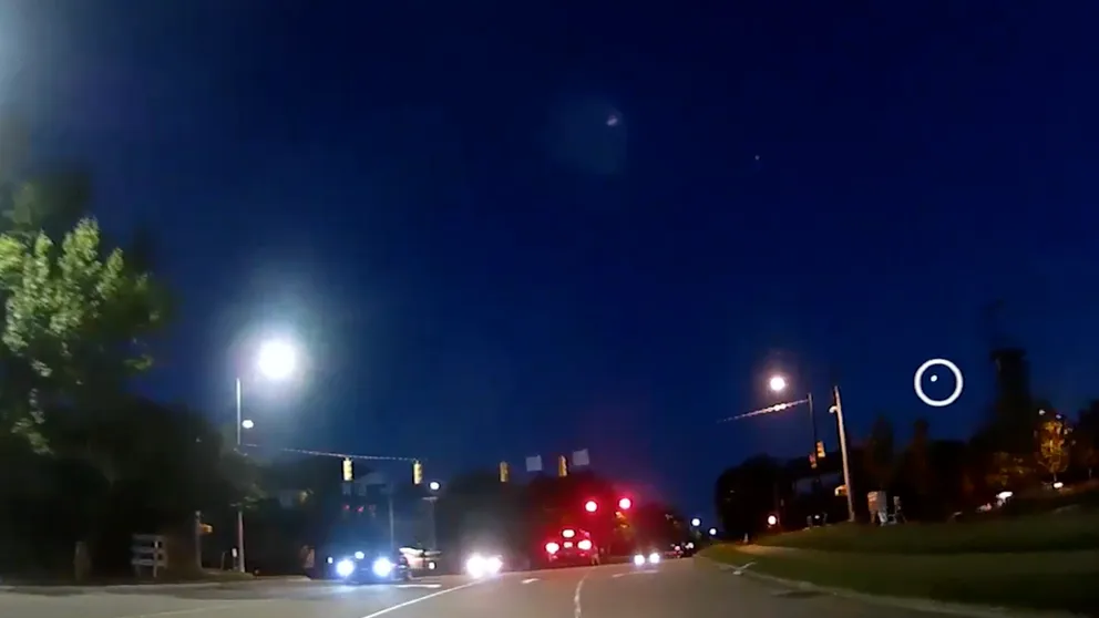 John Zimmerman submitted his dash camera video of the fireball seen looking east from Raleigh, NC. (Credit: John Zimmerman via American Meteor Society)