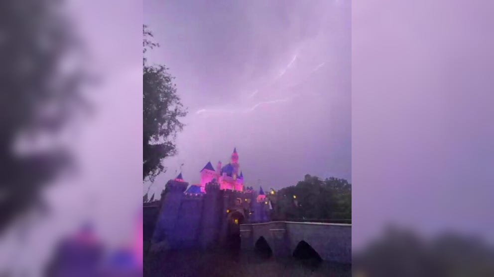 Thunderstorms brought over 4,000 lightning strikes to Southern California Monday evening. (Videos via Storyful)