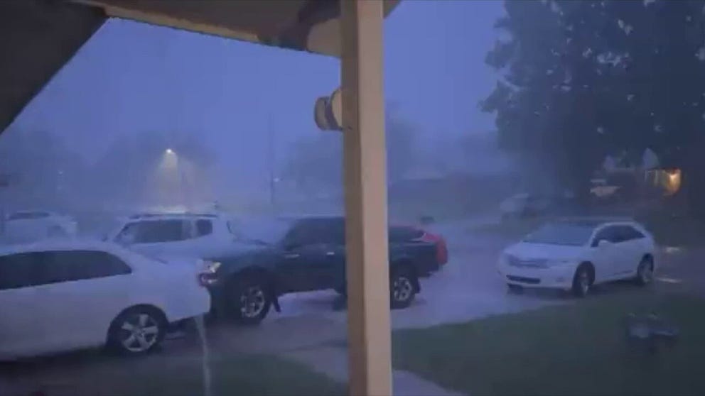 A line of severe storms moved through central Oklahoma overnight into the early hours of Friday, Oct. 15, bringing large hail, lighting, and strong winds. Video from Choctaw, east of Oklahoma City, shows flashes of lighting and the crash of thunder as heavy rain pours down. The National Weather Service in Norman said the storms were packing winds of up to 70mph and dropping 