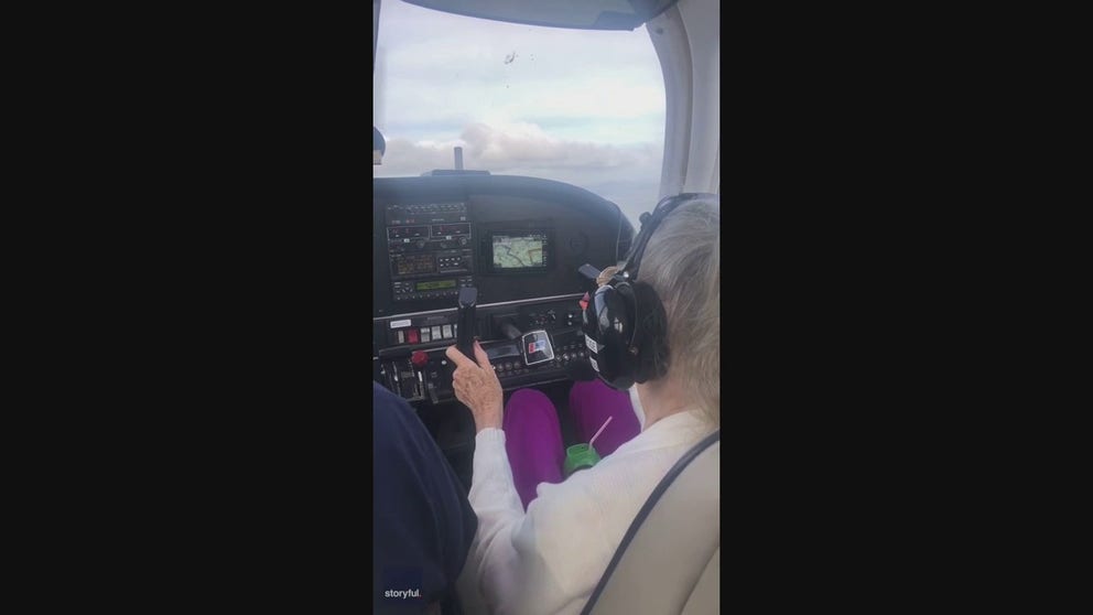 A former pilot from New Hampshire got to check an item off her bucket list with a flight over fall foliage.