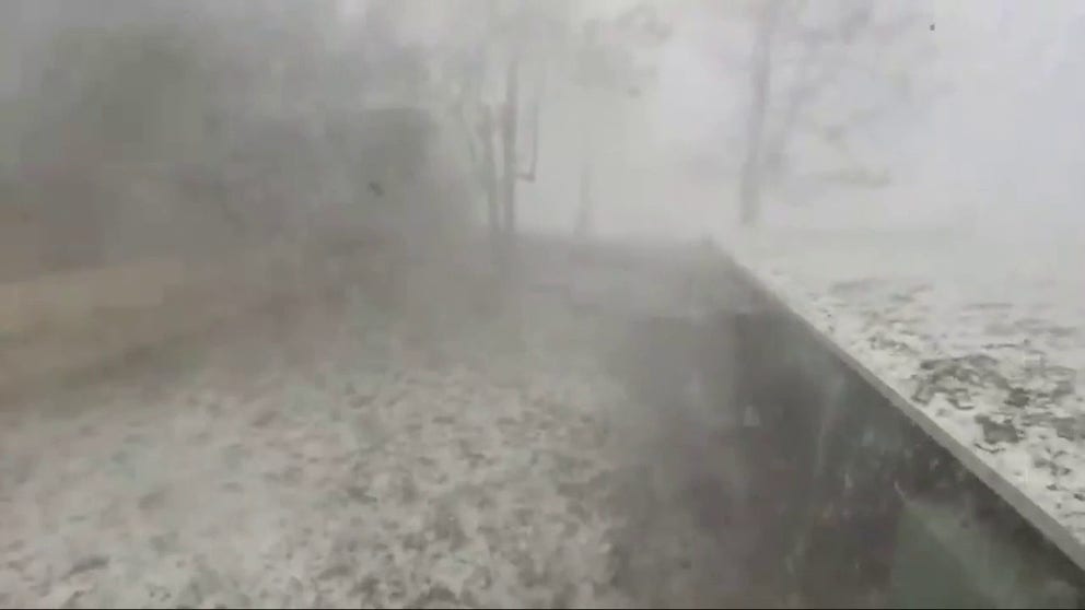 A severe thunderstorm brought strong winds and giant hail to Australia's New South Wales North Coast on Tuesday, Oct. 19, 2021. (Credit: Joshua Harrison via Storyful)