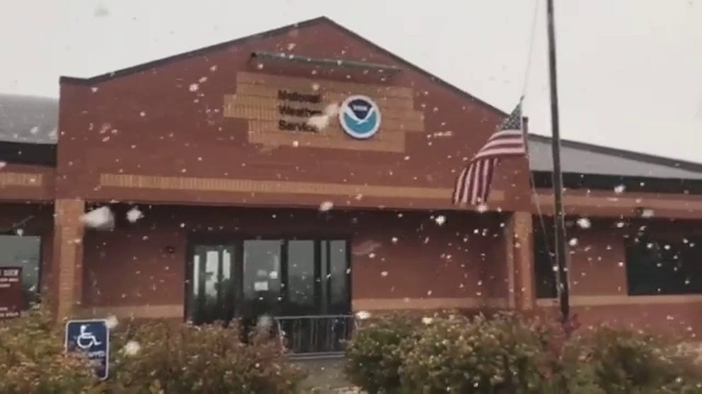 Large snowflakes were seen in Cheyenne, Wyoming, on Oct. 19, as moderate to heavy snowfall was forecast for parts of the state and Nebraska into Wednesday morning, according to the National Weather Service. This footage filmed by NWS Cheyenne shows the wintry scene on Tuesday afternoon.