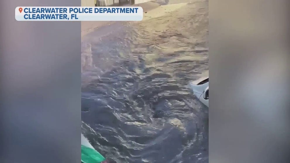 A Florida driver ended up in a massive hole outside a Clearwater apartment complex.