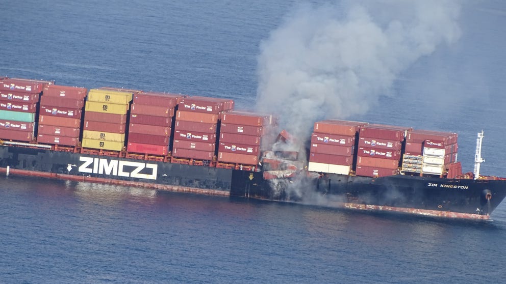 A container ship that lost dozens of containers in rough seas off Washington eventually caught fire after reaching port in Victoria, B.C.