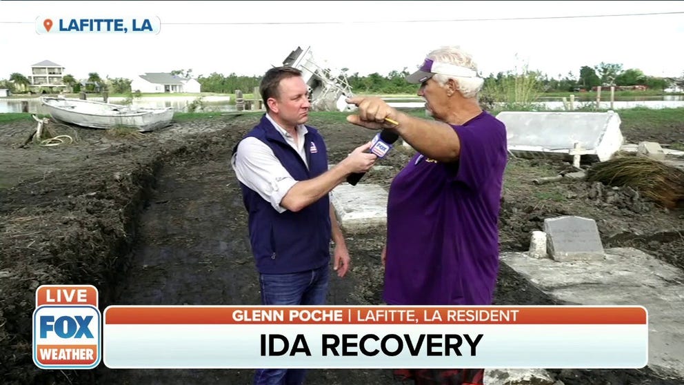 Nearly two months after Hurricane Ida hit the Louisiana coast, Glenn Poche, a resident of Lafitte, Louisiana, talks about the progress of recovery efforts.