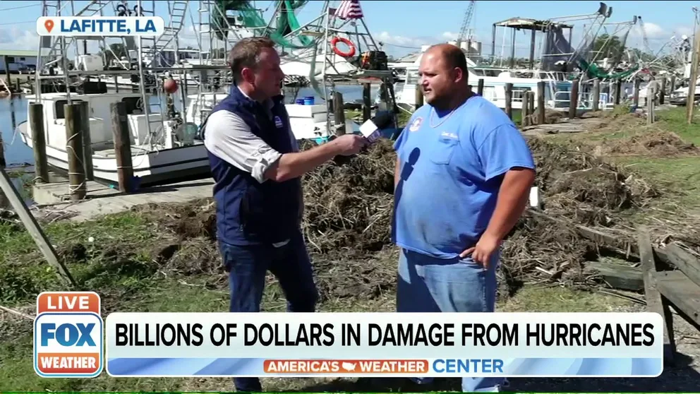 Shaw Zouevas, one of the owners of the Jean Lafitte Harbor, says recovery from Hurricane Ida has been a struggle. "We feel like we're on this island by ourselves," he told FOX Weather Multimedia Journalist Robert Ray.