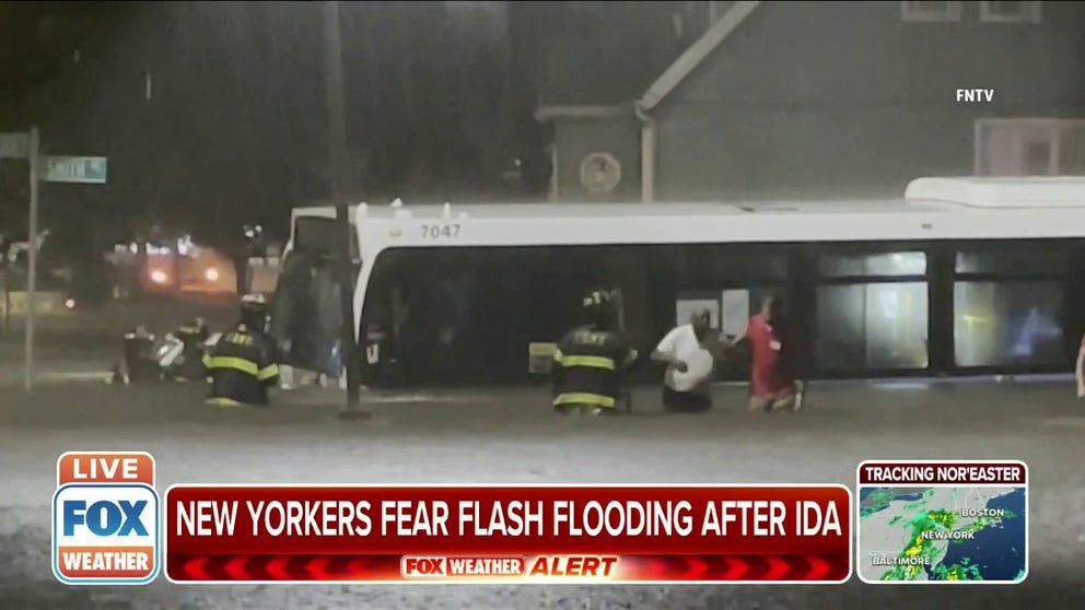 New Yorkers fear flash flooding with the season's first nor'easter after Ida.